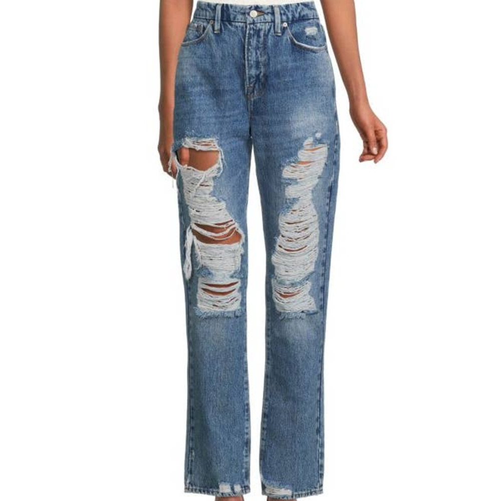Good American NWT Good Boy Distressed Straight Leg Jean's Size 16 Curvy No Gap